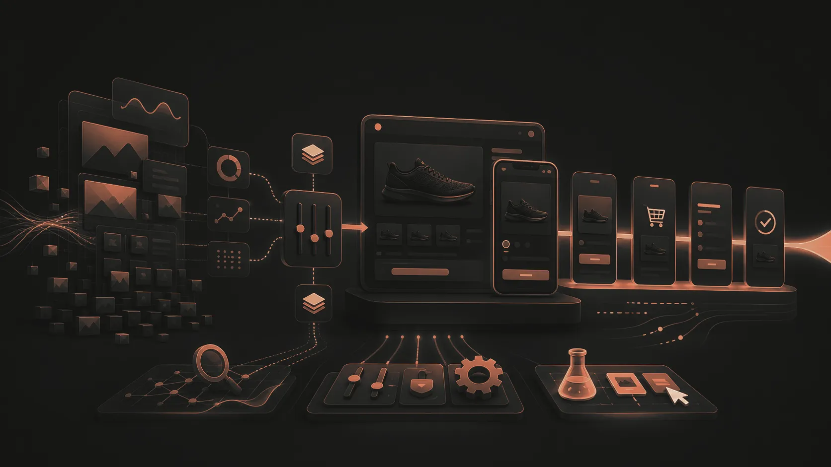 A complex storefront experience being simplified and tuned into a fast product-to-checkout path across desktop and mobile