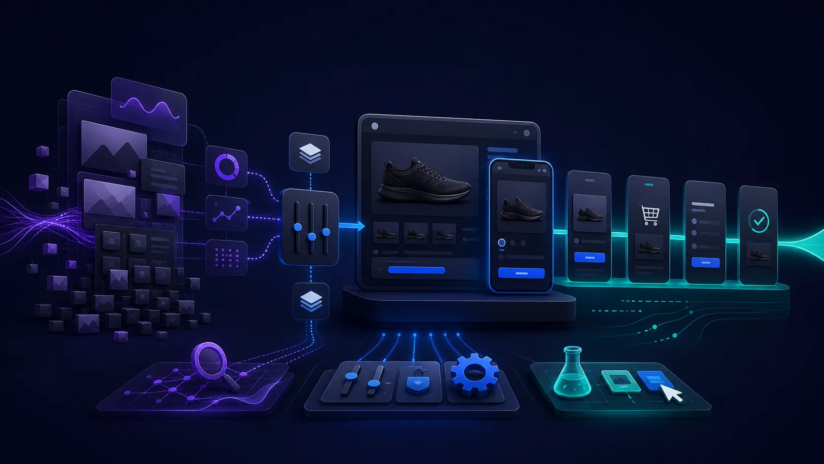 A complex storefront experience being simplified and tuned into a fast product-to-checkout path across desktop and mobile