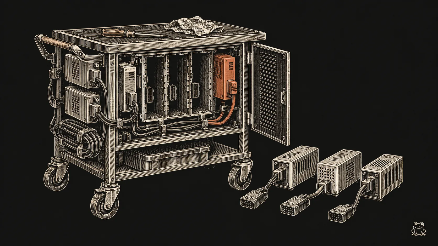 An engraved shop cart is relieved of redundant plug-in modules while a useful terracotta connection remains